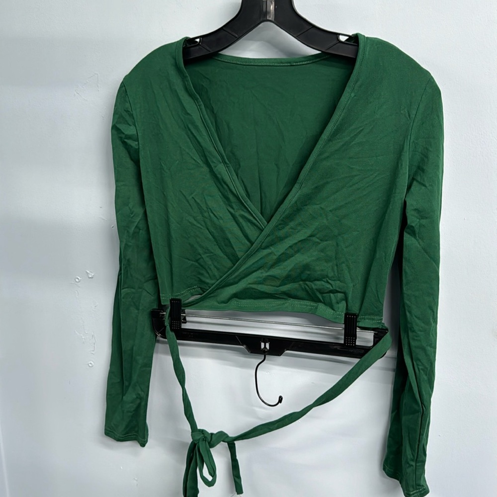 Long-Sleeve Cropped Wrap with Tie